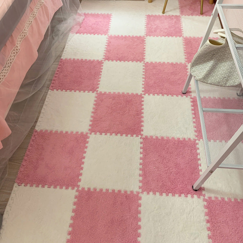 Modern Tiles and Carpet Plush Cut Interlocking Odor Resistant Carpet Tiles White-Pink Clearhalo 'Carpet Tiles & Carpet Squares' 'carpet_tiles_carpet_squares' 'Flooring 'Home Improvement' 'home_improvement' 'home_improvement_carpet_tiles_carpet_squares' Walls and Ceiling' 7216047