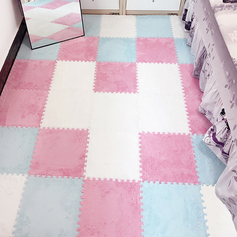 Modern Tiles and Carpet Plush Cut Interlocking Odor Resistant Carpet Tiles White-Pink-Blue Clearhalo 'Carpet Tiles & Carpet Squares' 'carpet_tiles_carpet_squares' 'Flooring 'Home Improvement' 'home_improvement' 'home_improvement_carpet_tiles_carpet_squares' Walls and Ceiling' 7216051