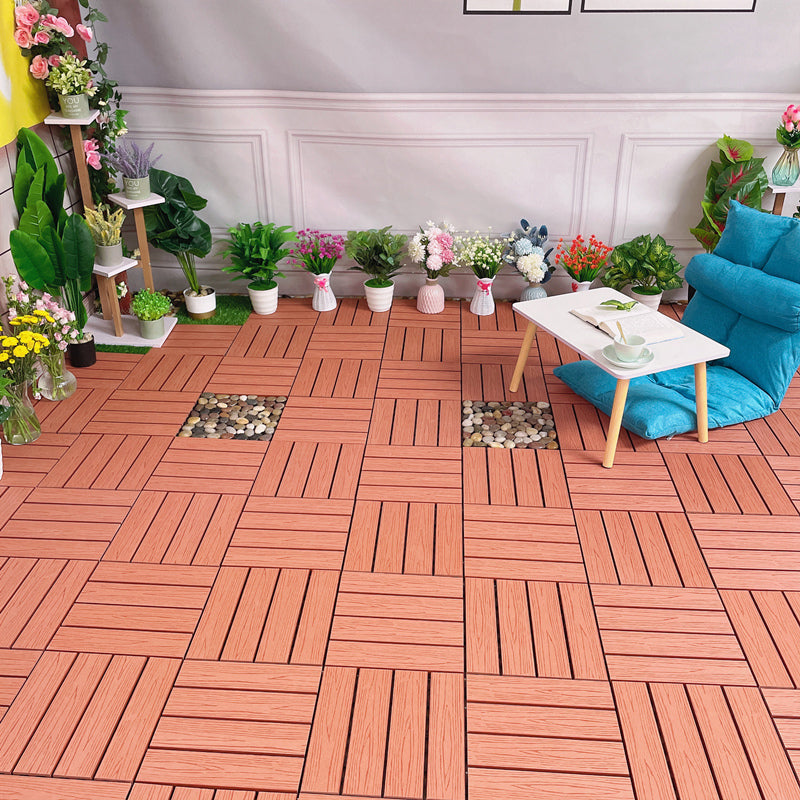 Modern Style Wood Flooring Anti-corrosion Square Outdoor Wood Flooring Maroon Clearhalo 'Flooring 'Hardwood Flooring' 'hardwood_flooring' 'Home Improvement' 'home_improvement' 'home_improvement_hardwood_flooring' Walls and Ceiling' 7216139