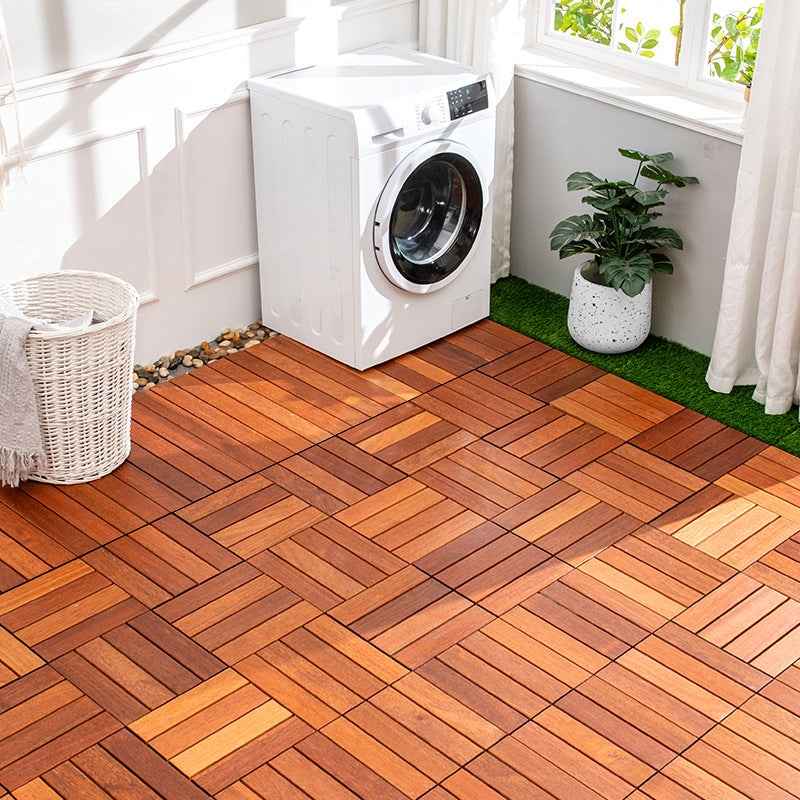 Tradition Smooth Wood Floor Tile Click Lock Teak Wood for Living Room Clearhalo 'Flooring 'Hardwood Flooring' 'hardwood_flooring' 'Home Improvement' 'home_improvement' 'home_improvement_hardwood_flooring' Walls and Ceiling' 7216315