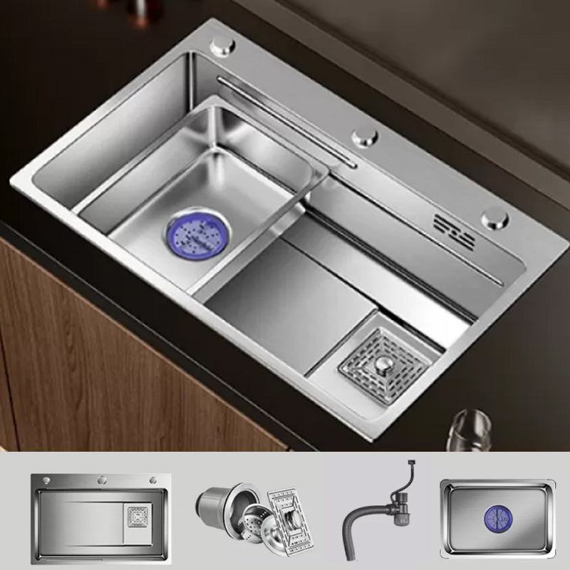 Modern Kitchen Sink Stainless Rectangular Pull-out Faucet Kitchen Sink Sink Only None Clearhalo 'Home Improvement' 'home_improvement' 'home_improvement_kitchen_sinks' 'Kitchen Remodel & Kitchen Fixtures' 'Kitchen Sinks & Faucet Components' 'Kitchen Sinks' 'kitchen_sinks' 7216389
