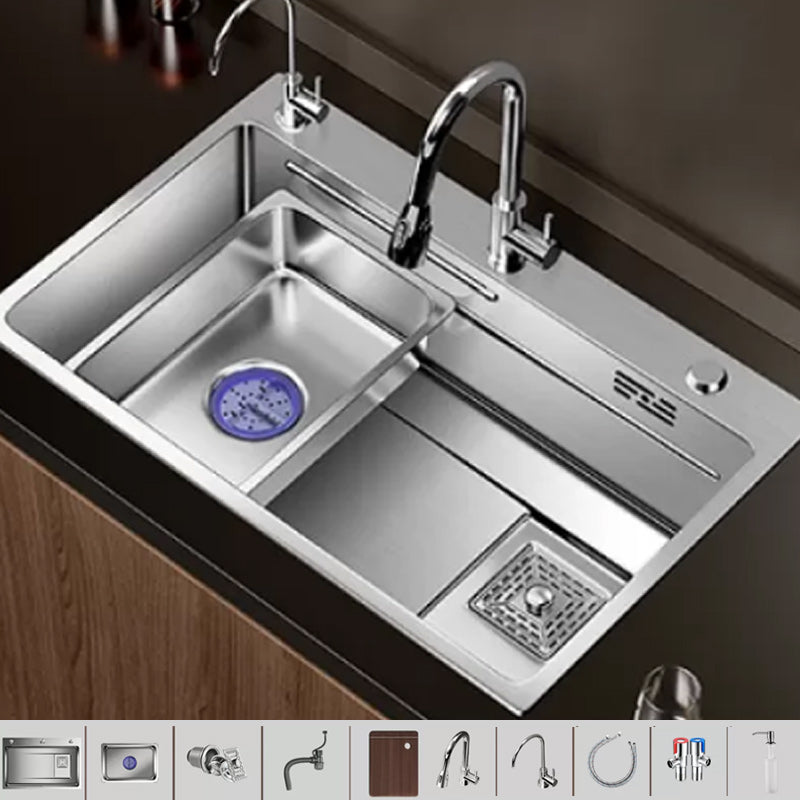 Modern Kitchen Sink Stainless Rectangular Pull-out Faucet Kitchen Sink Sink with Faucet Pull Out Faucet & Water Filter Faucet & Soap Dispenser Clearhalo 'Home Improvement' 'home_improvement' 'home_improvement_kitchen_sinks' 'Kitchen Remodel & Kitchen Fixtures' 'Kitchen Sinks & Faucet Components' 'Kitchen Sinks' 'kitchen_sinks' 7216397