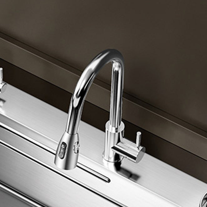 Modern Kitchen Sink Stainless Rectangular Pull-out Faucet Kitchen Sink Clearhalo 'Home Improvement' 'home_improvement' 'home_improvement_kitchen_sinks' 'Kitchen Remodel & Kitchen Fixtures' 'Kitchen Sinks & Faucet Components' 'Kitchen Sinks' 'kitchen_sinks' 7216398