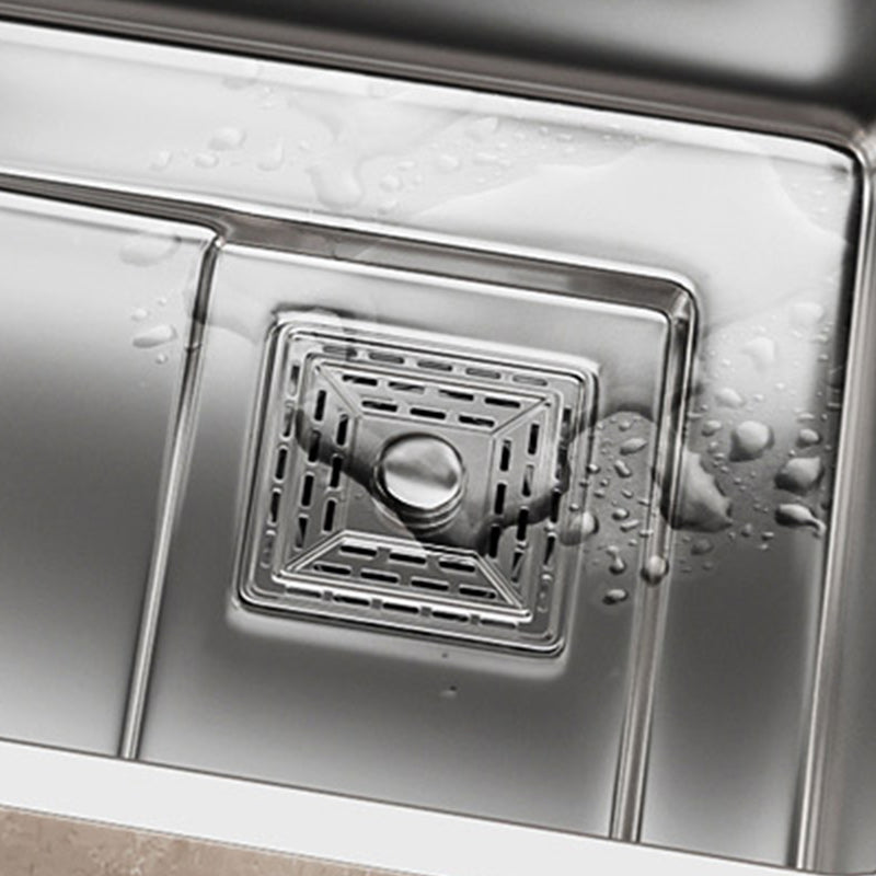 Modern Kitchen Sink Stainless Rectangular Pull-out Faucet Kitchen Sink Clearhalo 'Home Improvement' 'home_improvement' 'home_improvement_kitchen_sinks' 'Kitchen Remodel & Kitchen Fixtures' 'Kitchen Sinks & Faucet Components' 'Kitchen Sinks' 'kitchen_sinks' 7216399