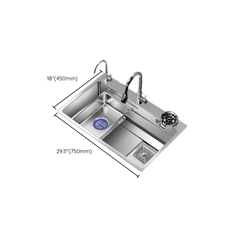 Modern Kitchen Sink Stainless Rectangular Pull-out Faucet Kitchen Sink Clearhalo 'Home Improvement' 'home_improvement' 'home_improvement_kitchen_sinks' 'Kitchen Remodel & Kitchen Fixtures' 'Kitchen Sinks & Faucet Components' 'Kitchen Sinks' 'kitchen_sinks' 7216409