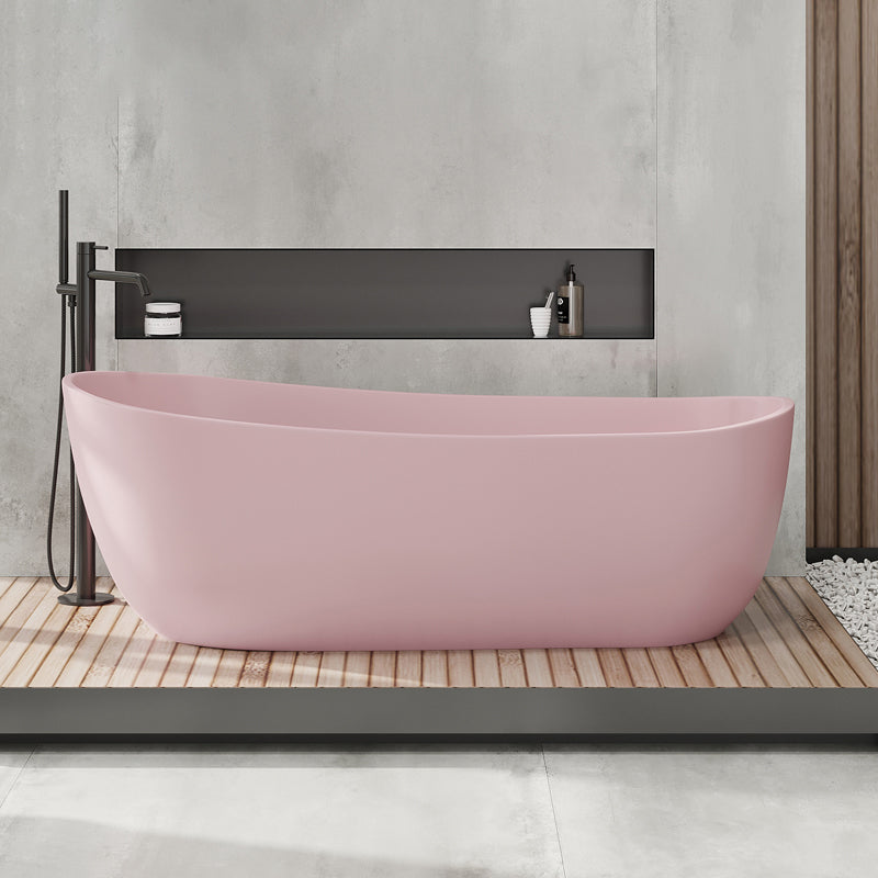 Antique Finish Soaking Modern Bathtub Stand Alone Oval Bath Tub Pink 71"L x 33"W x 25"H Clearhalo 'Bathroom Remodel & Bathroom Fixtures' 'Bathtubs' 'Home Improvement' 'home_improvement' 'home_improvement_bathtubs' 'Showers & Bathtubs' 7218677