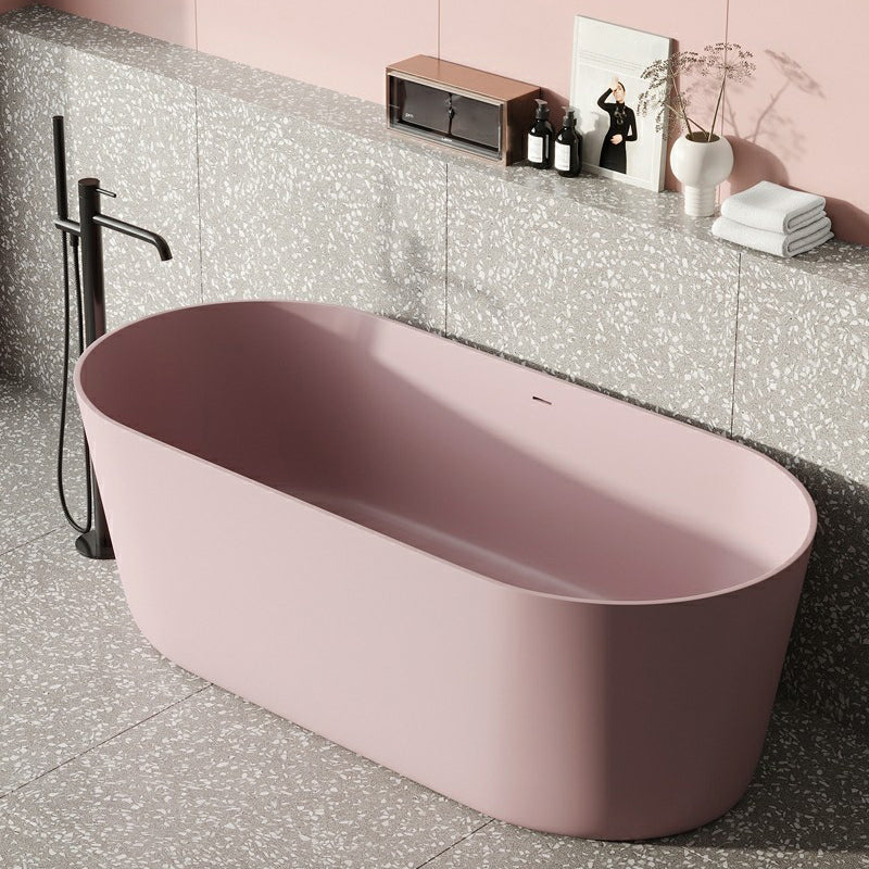 Freestanding Soaking Bathtub Oval Antique Finish Modern Bath Tub Pink 71"L x 31"W x 22"H Clearhalo 'Bathroom Remodel & Bathroom Fixtures' 'Bathtubs' 'Home Improvement' 'home_improvement' 'home_improvement_bathtubs' 'Showers & Bathtubs' 7218718