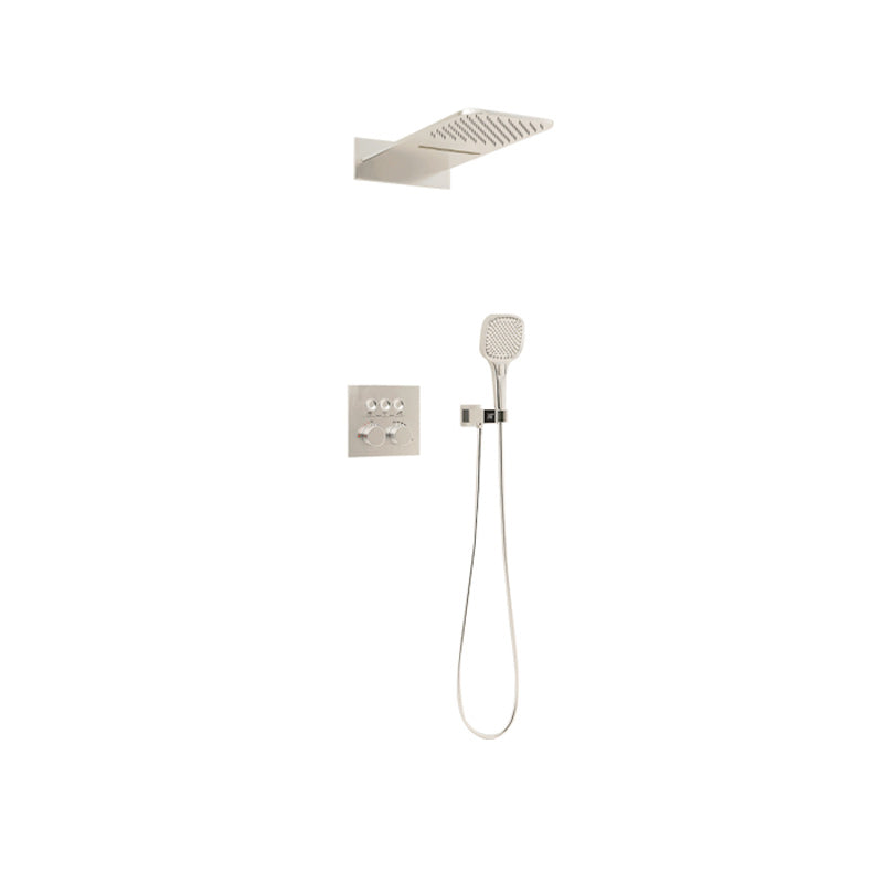 Modern Shower Trim Brass Wall Mounted Temperature Control Shower Combo Silver Waterfall Comes Out 3 Clearhalo 'Bathroom Remodel & Bathroom Fixtures' 'Home Improvement' 'home_improvement' 'home_improvement_shower_faucets' 'Shower Faucets & Systems' 'shower_faucets' 'Showers & Bathtubs Plumbing' 'Showers & Bathtubs' 7219451