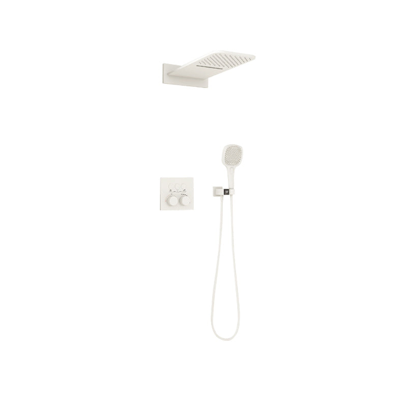 Modern Shower Trim Brass Wall Mounted Temperature Control Shower Combo White Waterfall Comes Out 3 Clearhalo 'Bathroom Remodel & Bathroom Fixtures' 'Home Improvement' 'home_improvement' 'home_improvement_shower_faucets' 'Shower Faucets & Systems' 'shower_faucets' 'Showers & Bathtubs Plumbing' 'Showers & Bathtubs' 7219454