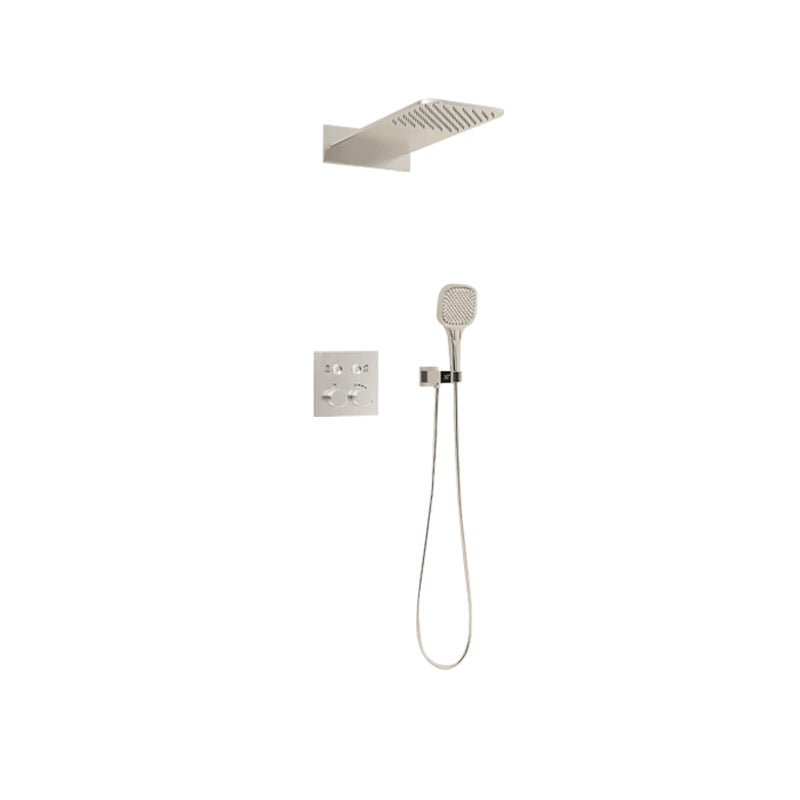 Modern Shower Trim Brass Wall Mounted Temperature Control Shower Combo Silver Non Waterfall Outflow 2 Clearhalo 'Bathroom Remodel & Bathroom Fixtures' 'Home Improvement' 'home_improvement' 'home_improvement_shower_faucets' 'Shower Faucets & Systems' 'shower_faucets' 'Showers & Bathtubs Plumbing' 'Showers & Bathtubs' 7219459