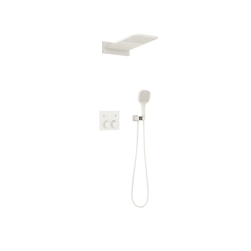 Modern Shower Trim Brass Wall Mounted Temperature Control Shower Combo White Non Waterfall Outflow 2 Clearhalo 'Bathroom Remodel & Bathroom Fixtures' 'Home Improvement' 'home_improvement' 'home_improvement_shower_faucets' 'Shower Faucets & Systems' 'shower_faucets' 'Showers & Bathtubs Plumbing' 'Showers & Bathtubs' 7219460
