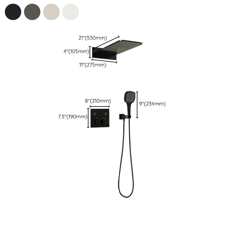 Modern Shower Trim Brass Wall Mounted Temperature Control Shower Combo Clearhalo 'Bathroom Remodel & Bathroom Fixtures' 'Home Improvement' 'home_improvement' 'home_improvement_shower_faucets' 'Shower Faucets & Systems' 'shower_faucets' 'Showers & Bathtubs Plumbing' 'Showers & Bathtubs' 7219465