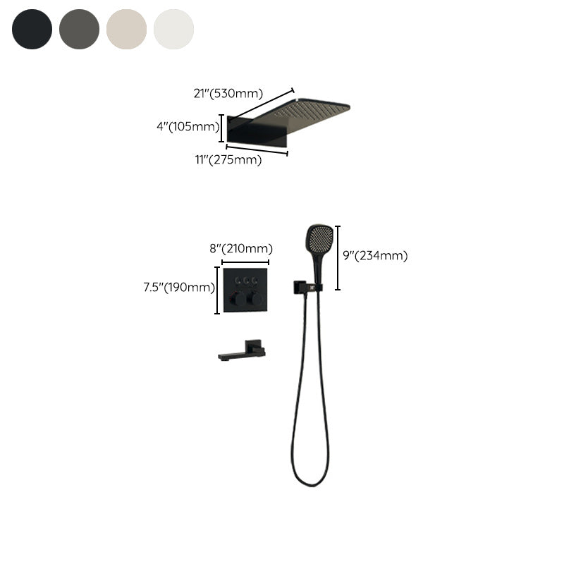 Modern Shower Trim Brass Wall Mounted Temperature Control Shower Combo Clearhalo 'Bathroom Remodel & Bathroom Fixtures' 'Home Improvement' 'home_improvement' 'home_improvement_shower_faucets' 'Shower Faucets & Systems' 'shower_faucets' 'Showers & Bathtubs Plumbing' 'Showers & Bathtubs' 7219467
