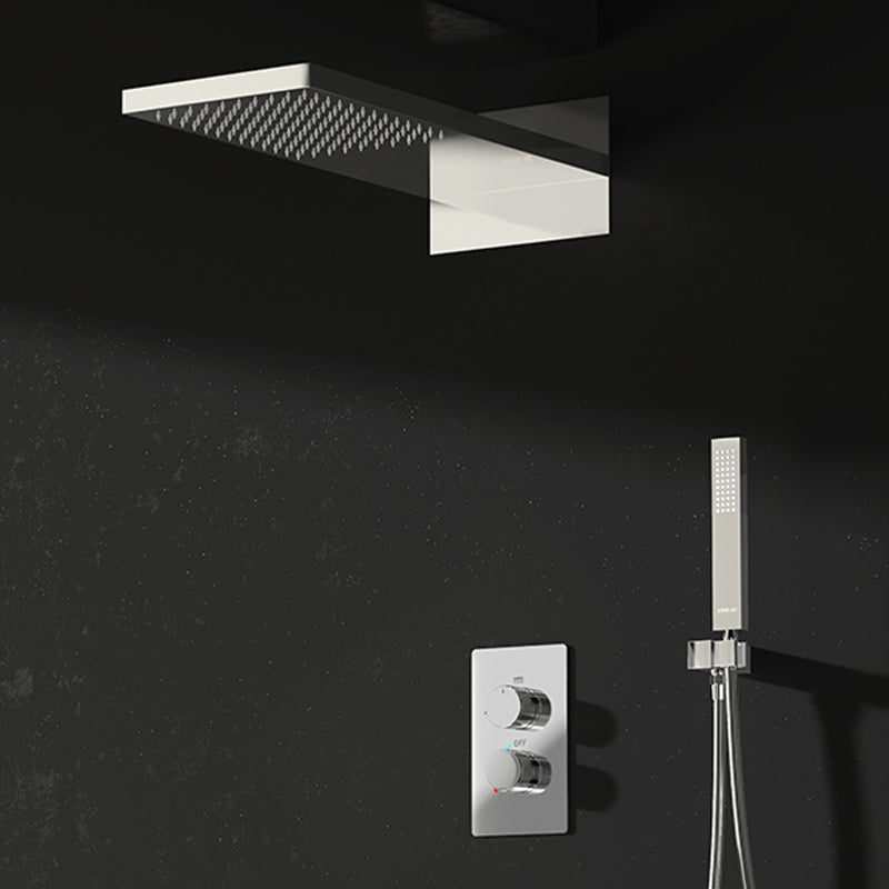 Modern Shower Set Brass Wall Mounted Handheld Shower Head Shower Combo Silver Digital Display Not Included Clearhalo 'Bathroom Remodel & Bathroom Fixtures' 'Home Improvement' 'home_improvement' 'home_improvement_shower_faucets' 'Shower Faucets & Systems' 'shower_faucets' 'Showers & Bathtubs Plumbing' 'Showers & Bathtubs' 7219506