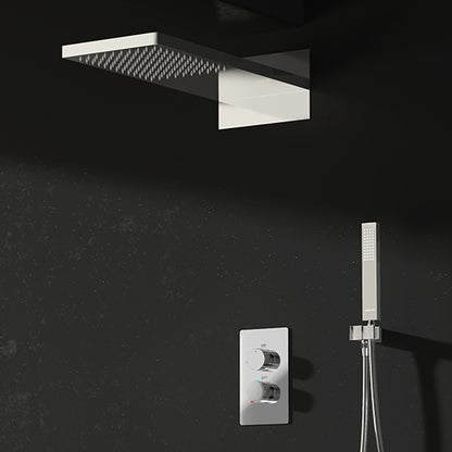 Modern Shower Set Brass Wall Mounted Handheld Shower Head Shower Combo Silver Digital Display Not Included Clearhalo 'Bathroom Remodel & Bathroom Fixtures' 'Home Improvement' 'home_improvement' 'home_improvement_shower_faucets' 'Shower Faucets & Systems' 'shower_faucets' 'Showers & Bathtubs Plumbing' 'Showers & Bathtubs' 7219506