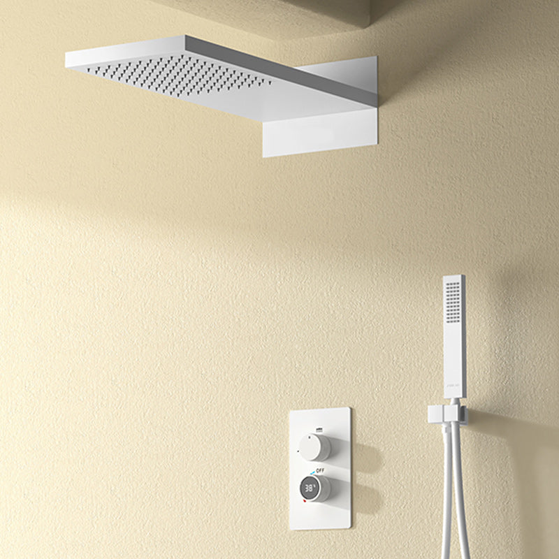 Modern Shower Set Brass Wall Mounted Handheld Shower Head Shower Combo White Digital Display Included Clearhalo 'Bathroom Remodel & Bathroom Fixtures' 'Home Improvement' 'home_improvement' 'home_improvement_shower_faucets' 'Shower Faucets & Systems' 'shower_faucets' 'Showers & Bathtubs Plumbing' 'Showers & Bathtubs' 7219508