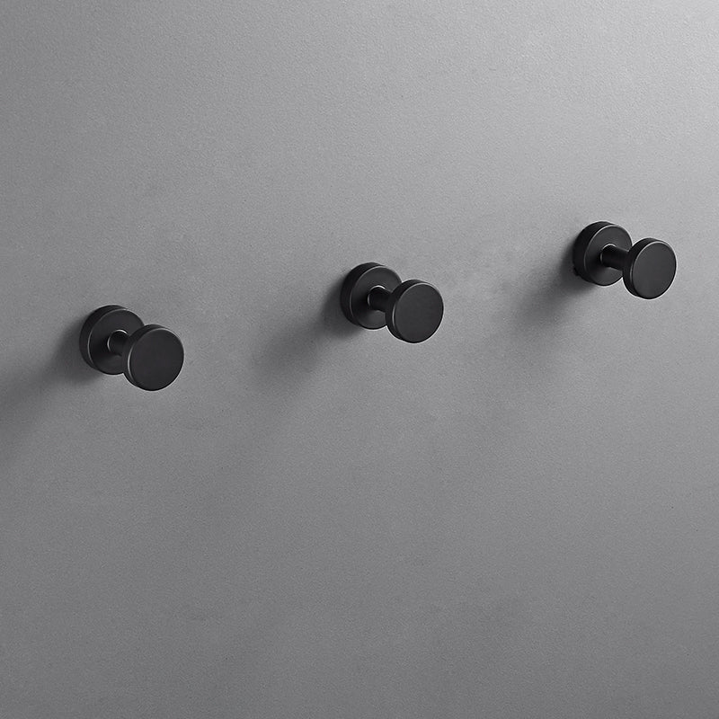 Modern bathroom Accessory as individual or as a set Matte Black Bathroom Hardware 3 Piece Set Towel/Robe Hook (Single Hook) Clearhalo 'Bathroom Hardware Sets' 'Bathroom Hardware' 'Bathroom Remodel & Bathroom Fixtures' 'bathroom_hardware_sets' 'Home Improvement' 'home_improvement' 'home_improvement_bathroom_hardware_sets' 7219893