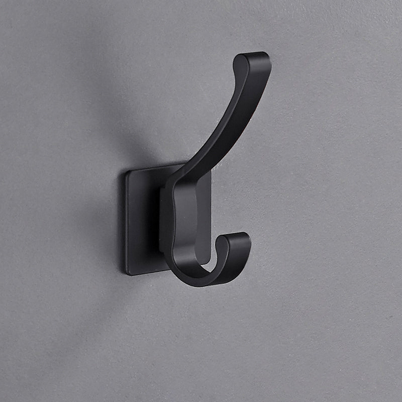 Modern bathroom Accessory as individual or as a set Matte Black Bathroom Hardware 1 Piece SquareSingle Hook (Curved Hook) Clearhalo 'Bathroom Hardware Sets' 'Bathroom Hardware' 'Bathroom Remodel & Bathroom Fixtures' 'bathroom_hardware_sets' 'Home Improvement' 'home_improvement' 'home_improvement_bathroom_hardware_sets' 7219909