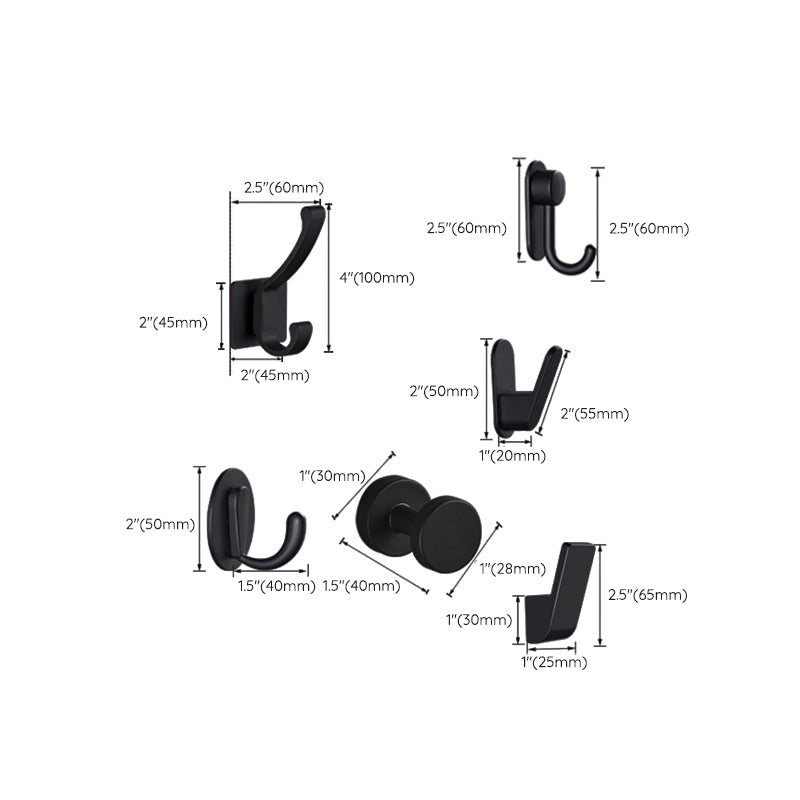 Modern bathroom Accessory as individual or as a set Matte Black Bathroom Hardware Clearhalo 'Bathroom Hardware Sets' 'Bathroom Hardware' 'Bathroom Remodel & Bathroom Fixtures' 'bathroom_hardware_sets' 'Home Improvement' 'home_improvement' 'home_improvement_bathroom_hardware_sets' 7219918