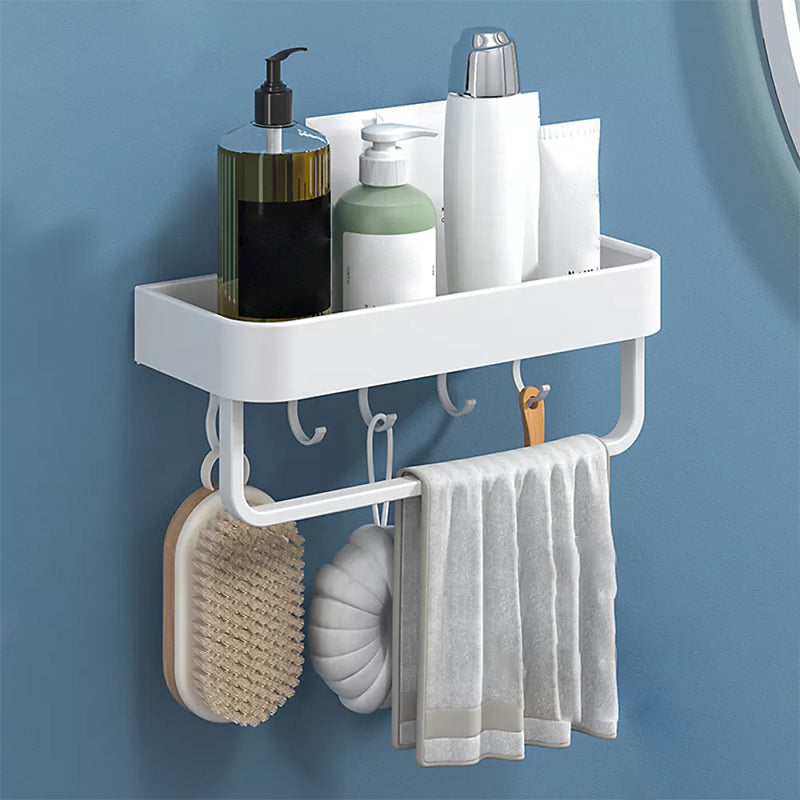 White 2-Piece Bathroom Hardware Modern Bathroom Accessory Set, Bath Shelf 1 Piece Bath Shelf (with 12"L Rod) Clearhalo 'Bathroom Hardware Sets' 'Bathroom Hardware' 'Bathroom Remodel & Bathroom Fixtures' 'bathroom_hardware_sets' 'Home Improvement' 'home_improvement' 'home_improvement_bathroom_hardware_sets' 7219926