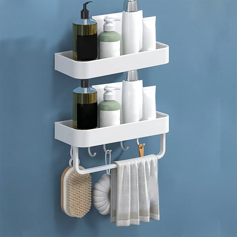 White 2-Piece Bathroom Hardware Modern Bathroom Accessory Set, Bath Shelf 2 Piece Set Bath Shelf (with 12"L Rod) Clearhalo 'Bathroom Hardware Sets' 'Bathroom Hardware' 'Bathroom Remodel & Bathroom Fixtures' 'bathroom_hardware_sets' 'Home Improvement' 'home_improvement' 'home_improvement_bathroom_hardware_sets' 7219927