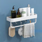 White 2-Piece Bathroom Hardware Modern Bathroom Accessory Set, Bath Shelf 1 Piece Bath Shelf (with 16"L Rod) Clearhalo 'Bathroom Hardware Sets' 'Bathroom Hardware' 'Bathroom Remodel & Bathroom Fixtures' 'bathroom_hardware_sets' 'Home Improvement' 'home_improvement' 'home_improvement_bathroom_hardware_sets' 7219929