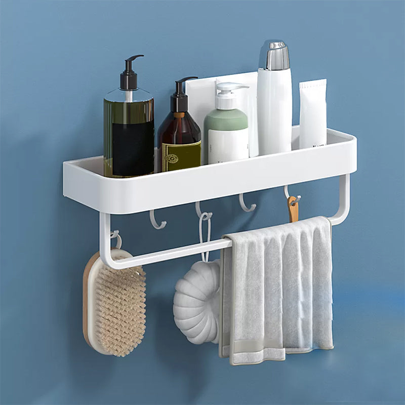White 2-Piece Bathroom Hardware Modern Bathroom Accessory Set, Bath Shelf 1 Piece Bath Shelf (with 16"L Rod) Clearhalo 'Bathroom Hardware Sets' 'Bathroom Hardware' 'Bathroom Remodel & Bathroom Fixtures' 'bathroom_hardware_sets' 'Home Improvement' 'home_improvement' 'home_improvement_bathroom_hardware_sets' 7219929