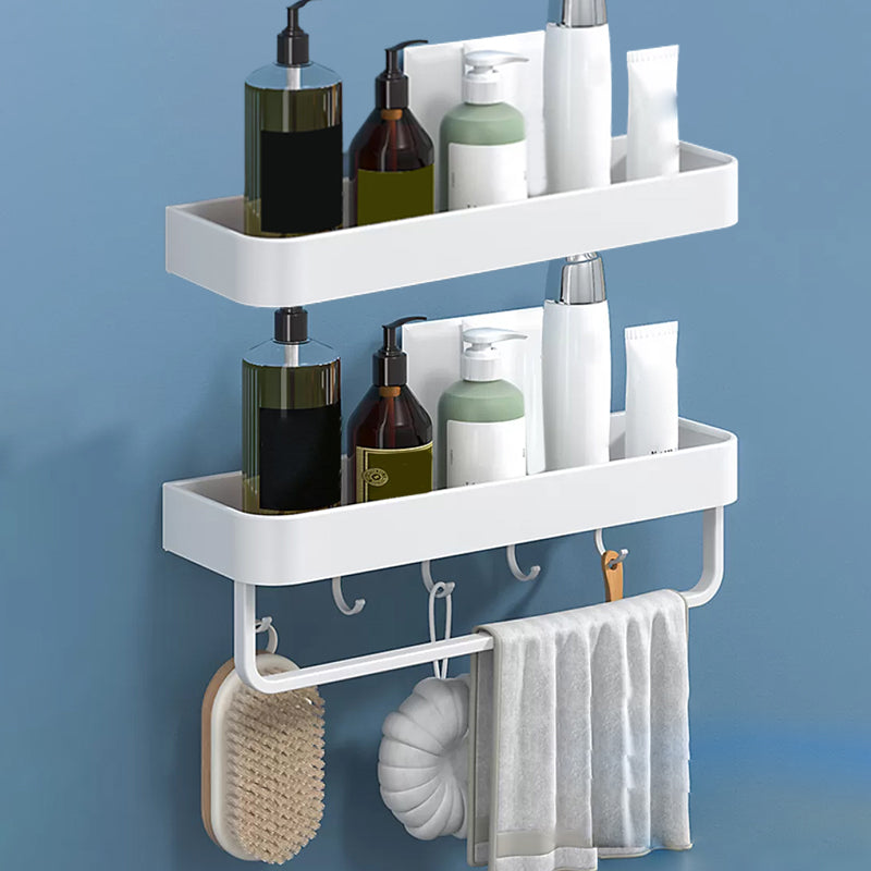 White 2-Piece Bathroom Hardware Modern Bathroom Accessory Set, Bath Shelf 2 Piece Set Bath Shelf (with 16"L Rod) Clearhalo 'Bathroom Hardware Sets' 'Bathroom Hardware' 'Bathroom Remodel & Bathroom Fixtures' 'bathroom_hardware_sets' 'Home Improvement' 'home_improvement' 'home_improvement_bathroom_hardware_sets' 7219931