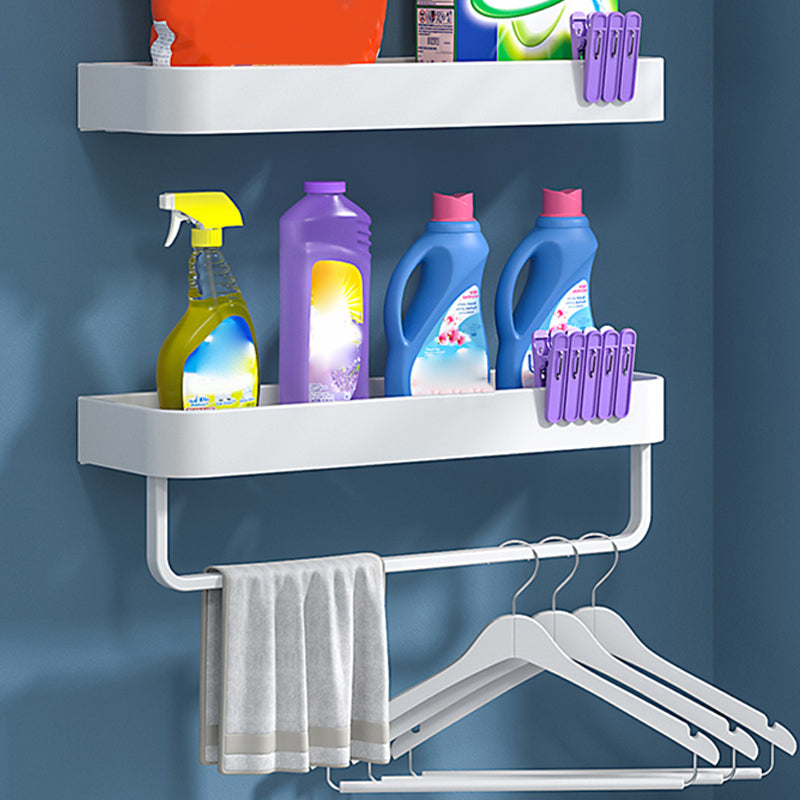 White 2-Piece Bathroom Hardware Modern Bathroom Accessory Set, Bath Shelf Clearhalo 'Bathroom Hardware Sets' 'Bathroom Hardware' 'Bathroom Remodel & Bathroom Fixtures' 'bathroom_hardware_sets' 'Home Improvement' 'home_improvement' 'home_improvement_bathroom_hardware_sets' 7219933