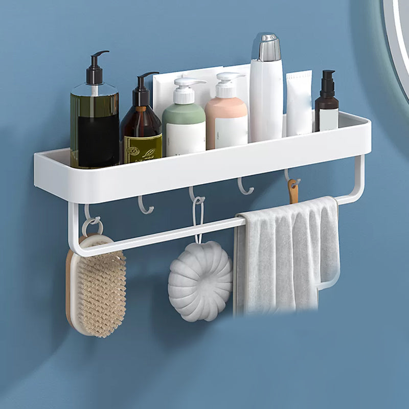 White 2-Piece Bathroom Hardware Modern Bathroom Accessory Set, Bath Shelf 1 Piece Bath Shelf (with 20"L Rod) Clearhalo 'Bathroom Hardware Sets' 'Bathroom Hardware' 'Bathroom Remodel & Bathroom Fixtures' 'bathroom_hardware_sets' 'Home Improvement' 'home_improvement' 'home_improvement_bathroom_hardware_sets' 7219934