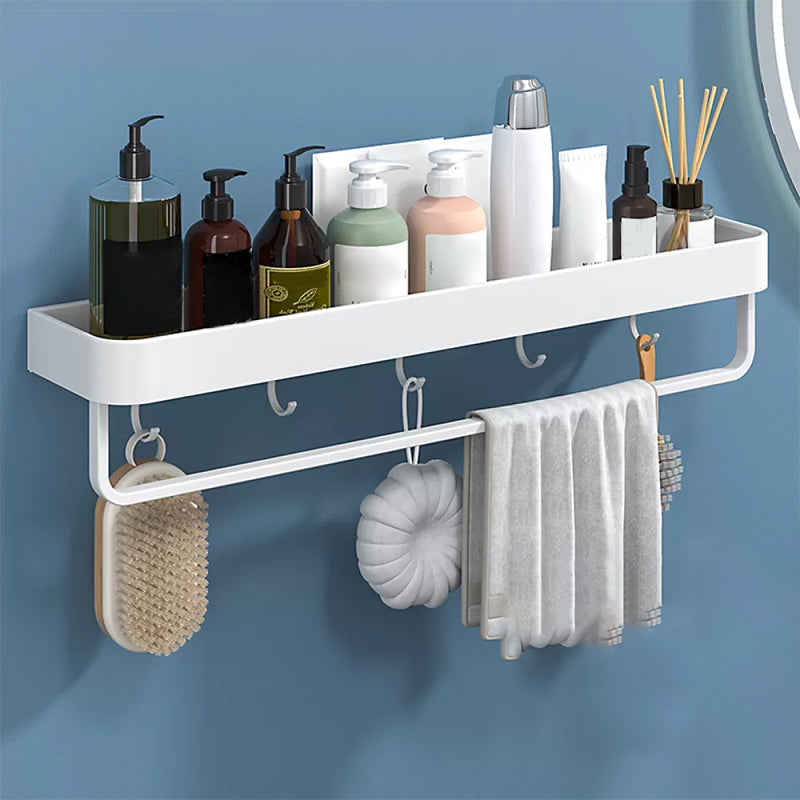 White 2-Piece Bathroom Hardware Modern Bathroom Accessory Set, Bath Shelf 1 Piece Bath Shelf (with Bar 24"L) Clearhalo 'Bathroom Hardware Sets' 'Bathroom Hardware' 'Bathroom Remodel & Bathroom Fixtures' 'bathroom_hardware_sets' 'Home Improvement' 'home_improvement' 'home_improvement_bathroom_hardware_sets' 7219939