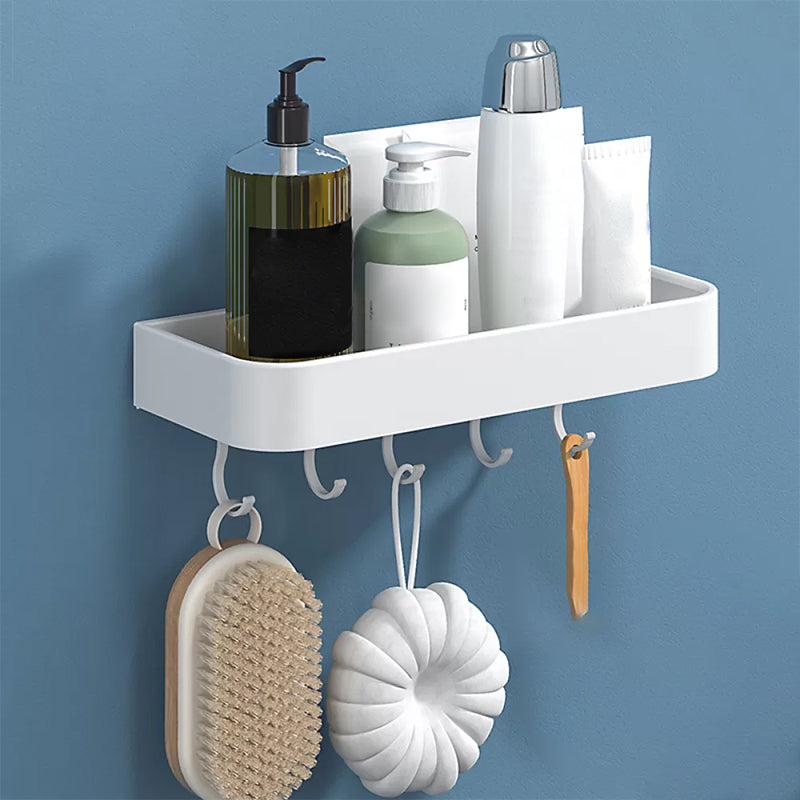 White 2-Piece Bathroom Hardware Modern Bathroom Accessory Set, Bath Shelf 1 Piece Bath Shelf （With Hook 12"L） Clearhalo 'Bathroom Hardware Sets' 'Bathroom Hardware' 'Bathroom Remodel & Bathroom Fixtures' 'bathroom_hardware_sets' 'Home Improvement' 'home_improvement' 'home_improvement_bathroom_hardware_sets' 7219941