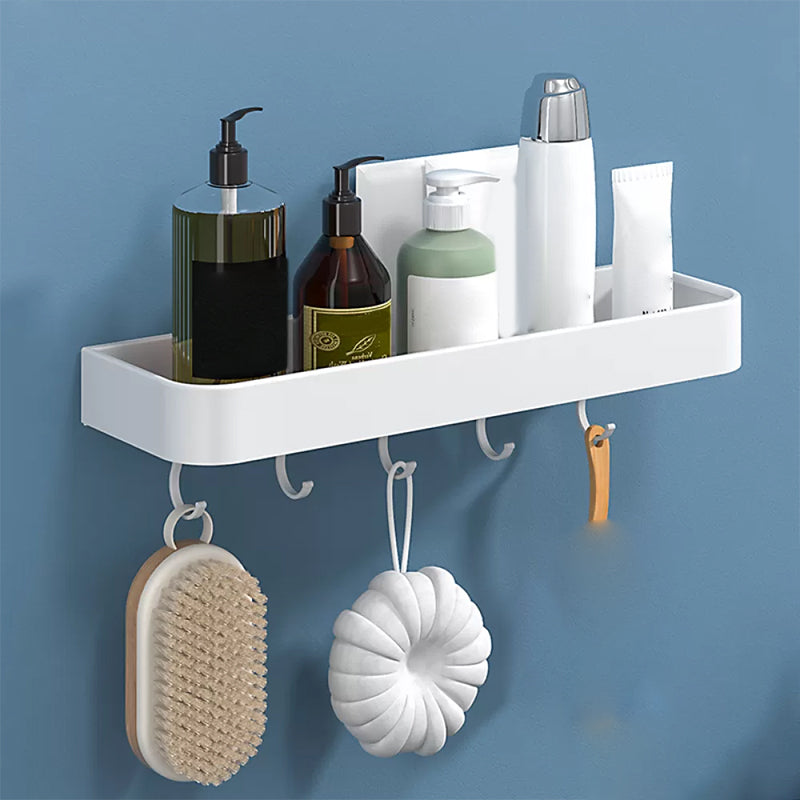 White 2-Piece Bathroom Hardware Modern Bathroom Accessory Set, Bath Shelf 1 Piece Bath Shelf （With Hook 16"L） Clearhalo 'Bathroom Hardware Sets' 'Bathroom Hardware' 'Bathroom Remodel & Bathroom Fixtures' 'bathroom_hardware_sets' 'Home Improvement' 'home_improvement' 'home_improvement_bathroom_hardware_sets' 7219943