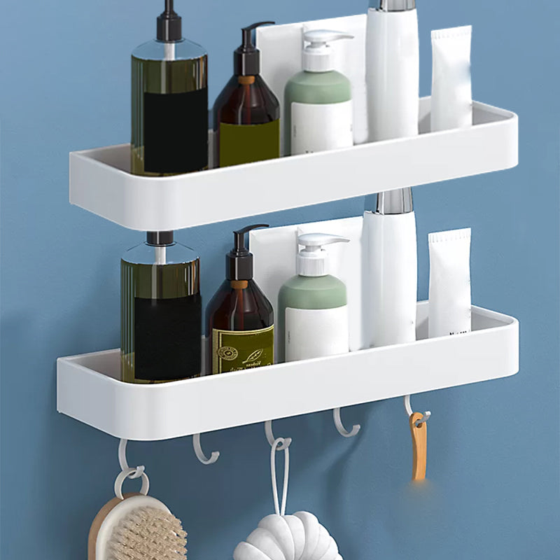 White 2-Piece Bathroom Hardware Modern Bathroom Accessory Set, Bath Shelf 2 Piece Set Bath Shelf （With Hook 16"L） Clearhalo 'Bathroom Hardware Sets' 'Bathroom Hardware' 'Bathroom Remodel & Bathroom Fixtures' 'bathroom_hardware_sets' 'Home Improvement' 'home_improvement' 'home_improvement_bathroom_hardware_sets' 7219944