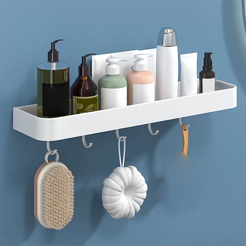 White 2-Piece Bathroom Hardware Modern Bathroom Accessory Set, Bath Shelf 1 Piece Bath Shelf （With Hook 20"L） Clearhalo 'Bathroom Hardware Sets' 'Bathroom Hardware' 'Bathroom Remodel & Bathroom Fixtures' 'bathroom_hardware_sets' 'Home Improvement' 'home_improvement' 'home_improvement_bathroom_hardware_sets' 7219945