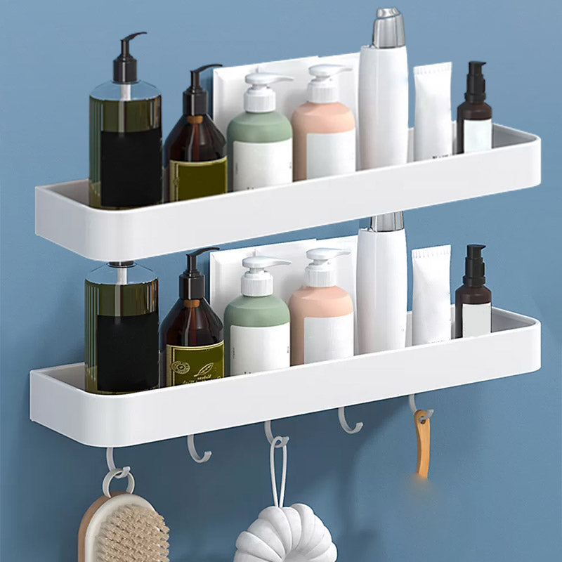 White 2-Piece Bathroom Hardware Modern Bathroom Accessory Set, Bath Shelf 2 Piece Set Bath Shelf （With Hook 20"L） Clearhalo 'Bathroom Hardware Sets' 'Bathroom Hardware' 'Bathroom Remodel & Bathroom Fixtures' 'bathroom_hardware_sets' 'Home Improvement' 'home_improvement' 'home_improvement_bathroom_hardware_sets' 7219946