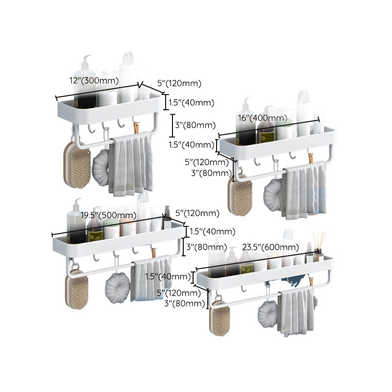 White 2-Piece Bathroom Hardware Modern Bathroom Accessory Set, Bath Shelf Clearhalo 'Bathroom Hardware Sets' 'Bathroom Hardware' 'Bathroom Remodel & Bathroom Fixtures' 'bathroom_hardware_sets' 'Home Improvement' 'home_improvement' 'home_improvement_bathroom_hardware_sets' 7219950