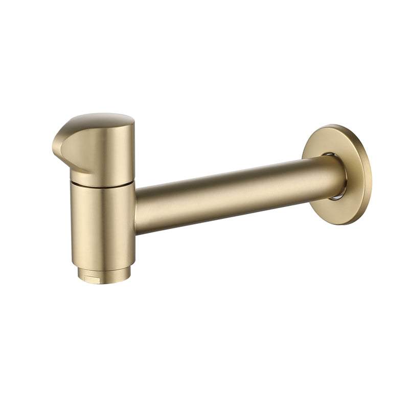 Widespread Wall Mounted Bathroom Sink Faucet Cross Handle Low Arc Faucet Gold 6"L Top Handle Clearhalo 'Bathroom Remodel & Bathroom Fixtures' 'Bathroom Sink Faucets' 'Bathroom Sinks & Faucet Components' 'bathroom_sink_faucets' 'Home Improvement' 'home_improvement' 'home_improvement_bathroom_sink_faucets' 7221175