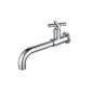 Widespread Wall Mounted Bathroom Sink Faucet Cross Handle Low Arc Faucet Silver 21cm Top Handle Clearhalo 'Bathroom Remodel & Bathroom Fixtures' 'Bathroom Sink Faucets' 'Bathroom Sinks & Faucet Components' 'bathroom_sink_faucets' 'Home Improvement' 'home_improvement' 'home_improvement_bathroom_sink_faucets' 7221186