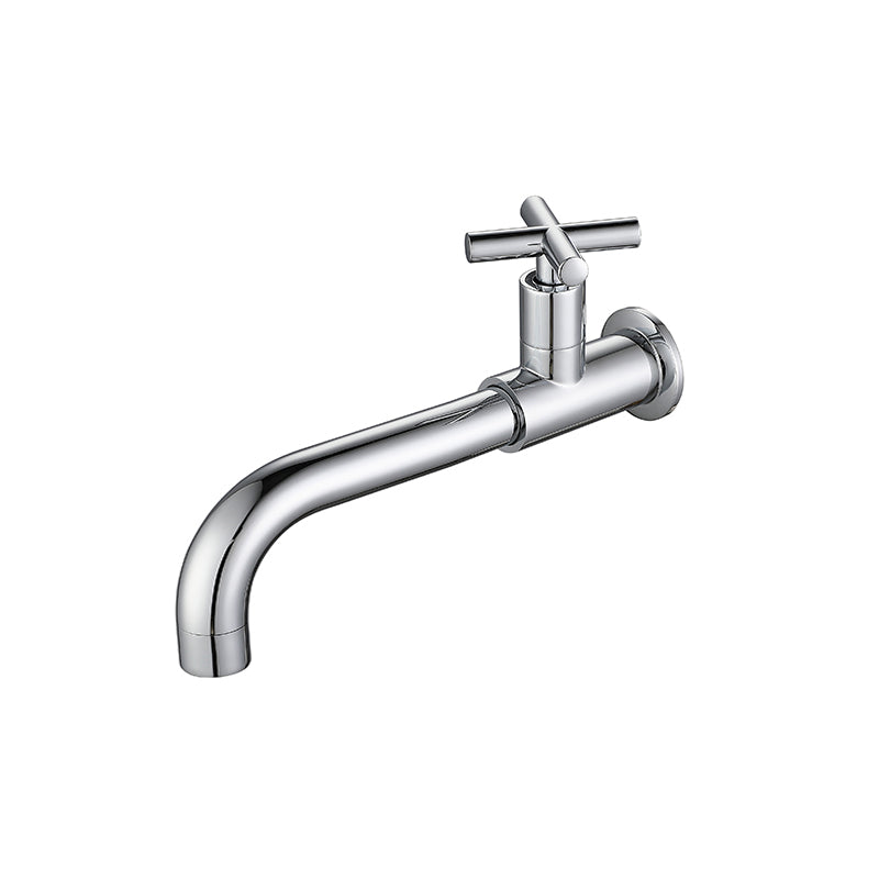 Widespread Wall Mounted Bathroom Sink Faucet Cross Handle Low Arc Faucet Silver 9" Top Handle Clearhalo 'Bathroom Remodel & Bathroom Fixtures' 'Bathroom Sink Faucets' 'Bathroom Sinks & Faucet Components' 'bathroom_sink_faucets' 'Home Improvement' 'home_improvement' 'home_improvement_bathroom_sink_faucets' 7221190