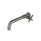 Widespread Wall Mounted Bathroom Sink Faucet Cross Handle Low Arc Faucet Gun Grey 9" Side Handle Clearhalo 'Bathroom Remodel & Bathroom Fixtures' 'Bathroom Sink Faucets' 'Bathroom Sinks & Faucet Components' 'bathroom_sink_faucets' 'Home Improvement' 'home_improvement' 'home_improvement_bathroom_sink_faucets' 7221196