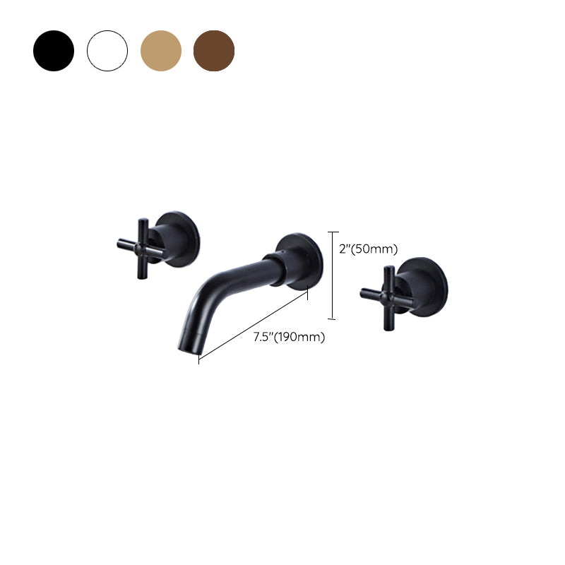 Modern Bathroom Faucet Wall Mounted Cross Handles Low Arc Faucet Clearhalo 'Bathroom Remodel & Bathroom Fixtures' 'Bathroom Sink Faucets' 'Bathroom Sinks & Faucet Components' 'bathroom_sink_faucets' 'Home Improvement' 'home_improvement' 'home_improvement_bathroom_sink_faucets' 7221222