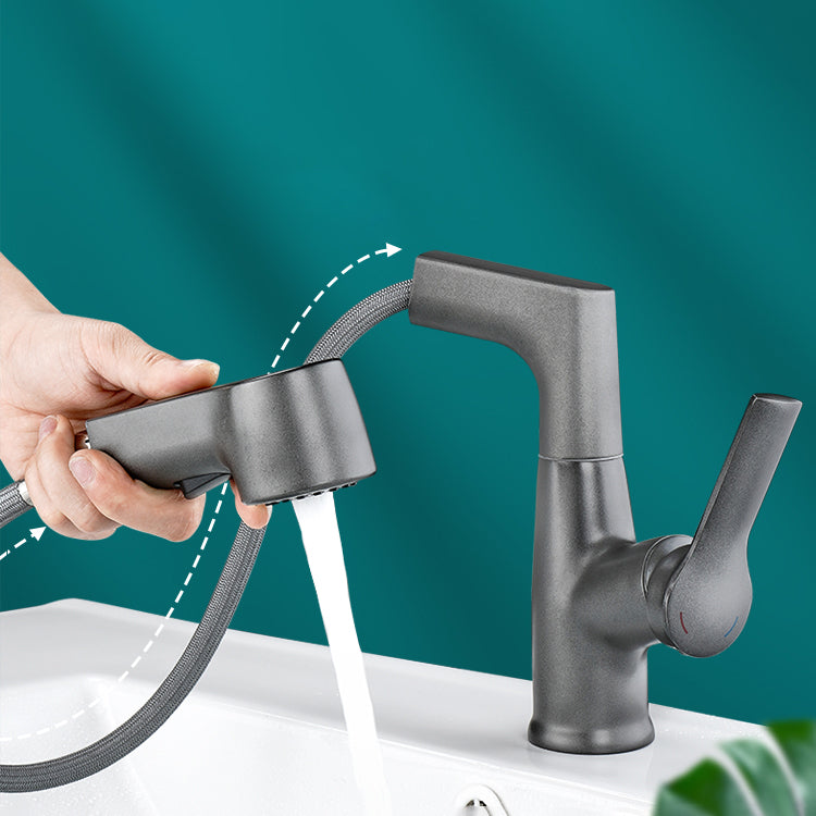 Modern Low Arc Sink Faucet with Single Handle Bathroom Lifting Faucet Clearhalo 'Bathroom Remodel & Bathroom Fixtures' 'Bathroom Sink Faucets' 'Bathroom Sinks & Faucet Components' 'bathroom_sink_faucets' 'Home Improvement' 'home_improvement' 'home_improvement_bathroom_sink_faucets' 7221223