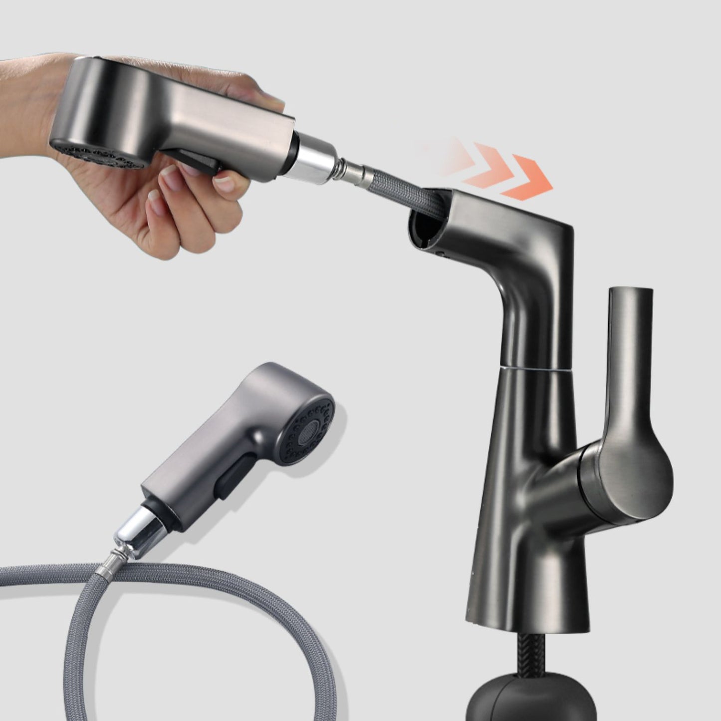 Modern Low Arc Sink Faucet with Single Handle Bathroom Lifting Faucet Clearhalo 'Bathroom Remodel & Bathroom Fixtures' 'Bathroom Sink Faucets' 'Bathroom Sinks & Faucet Components' 'bathroom_sink_faucets' 'Home Improvement' 'home_improvement' 'home_improvement_bathroom_sink_faucets' 7221232