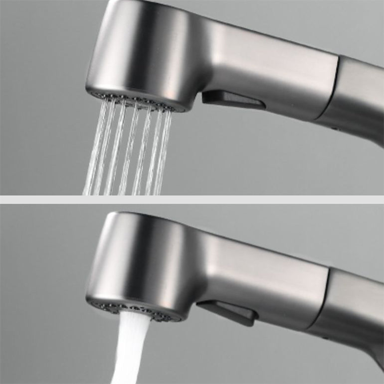 Modern Low Arc Sink Faucet with Single Handle Bathroom Lifting Faucet Clearhalo 'Bathroom Remodel & Bathroom Fixtures' 'Bathroom Sink Faucets' 'Bathroom Sinks & Faucet Components' 'bathroom_sink_faucets' 'Home Improvement' 'home_improvement' 'home_improvement_bathroom_sink_faucets' 7221234