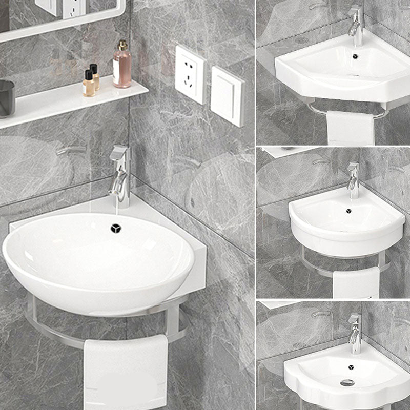 Bathroom Sink White Ceramic Wall-mounted Mirror Faucet Anti-spill Sink Clearhalo 'Bathroom Remodel & Bathroom Fixtures' 'Bathroom Sinks & Faucet Components' 'Bathroom Sinks' 'bathroom_sink' 'Home Improvement' 'home_improvement' 'home_improvement_bathroom_sink' 7221283