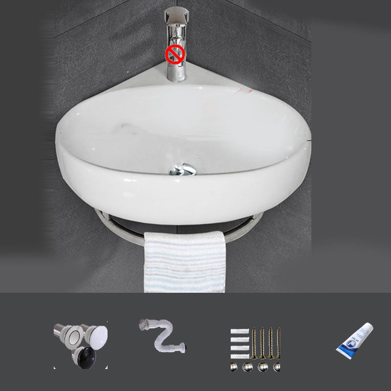 Bathroom Sink White Ceramic Wall-mounted Mirror Faucet Anti-spill Sink 9"L x 9"W x 9"H Sink Clearhalo 'Bathroom Remodel & Bathroom Fixtures' 'Bathroom Sinks & Faucet Components' 'Bathroom Sinks' 'bathroom_sink' 'Home Improvement' 'home_improvement' 'home_improvement_bathroom_sink' 7221284