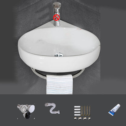 Bathroom Sink White Ceramic Wall-mounted Mirror Faucet Anti-spill Sink 9"L x 9"W x 9"H Sink