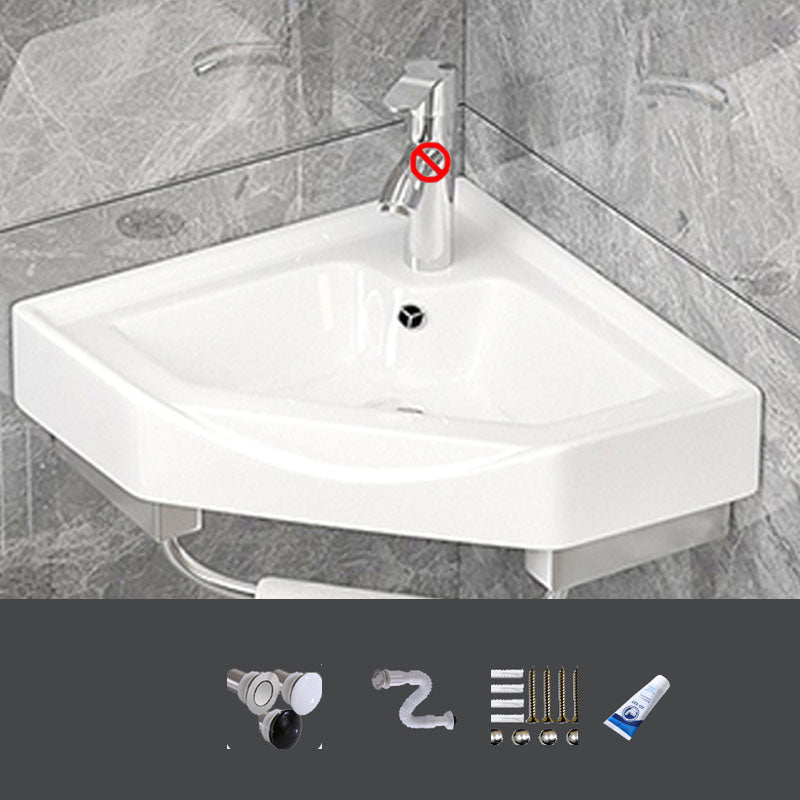 Bathroom Sink White Ceramic Wall-mounted Mirror Faucet Anti-spill Sink 15"L x 15"W x 8"H Sink Clearhalo 'Bathroom Remodel & Bathroom Fixtures' 'Bathroom Sinks & Faucet Components' 'Bathroom Sinks' 'bathroom_sink' 'Home Improvement' 'home_improvement' 'home_improvement_bathroom_sink' 7221288