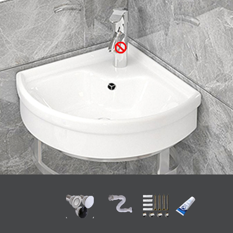 Bathroom Sink White Ceramic Wall-mounted Mirror Faucet Anti-spill Sink 12"L x 12"W x 7"H Sink Clearhalo 'Bathroom Remodel & Bathroom Fixtures' 'Bathroom Sinks & Faucet Components' 'Bathroom Sinks' 'bathroom_sink' 'Home Improvement' 'home_improvement' 'home_improvement_bathroom_sink' 7221290